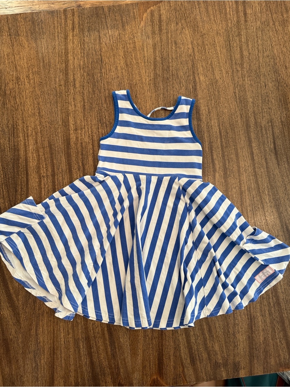 SweetHoney Blue and White Striped Twirl Dress perfect for game day